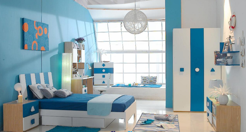 Hình 10: Phòng ngủ với màu xanh – trắng hài hòa