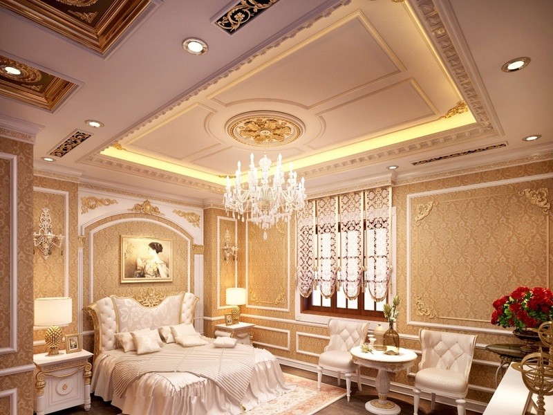 2. Xây trần thạch cao phong cách cổ điển cho phòng ngủ